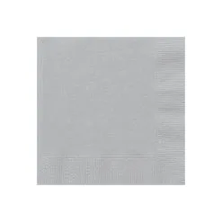 Unique Silver Beverage Napkins 2ply 50 Pack