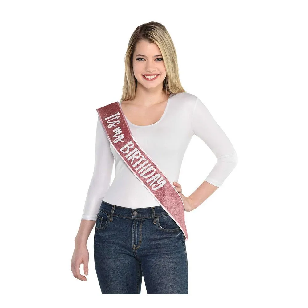 AMSCAN Blush Birthday Sash It's My Birthday 1 AMSCAN Blush Birthday Sash It's My Birthday