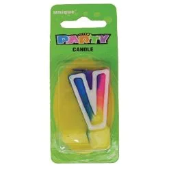 Unique Rainbow Letter Candle V