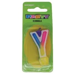 Unique Rainbow Letter Candle Y