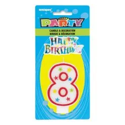 Unique Numeral Candle With Happy Birthday Cake Topper - 8