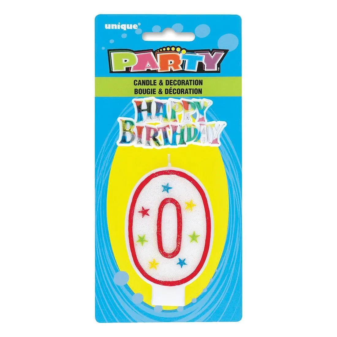 Unique Numeral Candle With Happy Birthday Cake Topper - 0 1 Unique Numeral Candle With Happy Birthday Cake Topper - 0