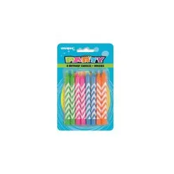 Unique 8 Chevron Candles - Assorted Colours