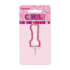 Unique Glitz Pink Number Candle - 1