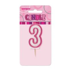 Unique Glitz Pink Number Candle - 3