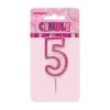 Unique Glitz Pink Number Candle - 5