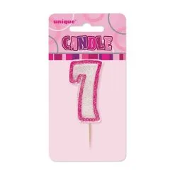 Unique Glitz Pink Number Candle - 7