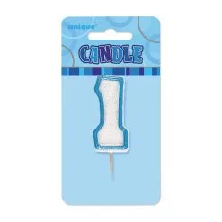 Unique Glitz Blue Number Candle - 1