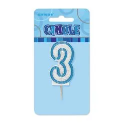Unique Glitz Blue Number Candle - 3