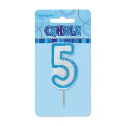 Unique Glitz Blue Number Candle - 5