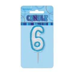 Unique Glitz Blue Number Candle - 6