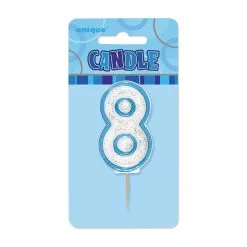 Unique Glitz Blue Number Candle - 8