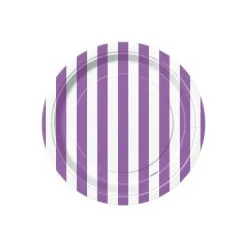 Unique Stripes Pretty Purple Paper Plates 17cm 8 Pack