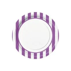 Unique Stripes Pretty Purple Paper Plates 22cm 8 Pack