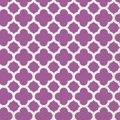Unique Quatrefoil Pretty Purple Beverage Napkins 2ply 50 Pack
