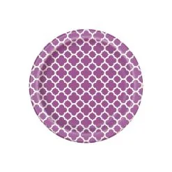 Unique Quatrefoil Pretty Purple Paper Plates 17cm 8 Pack