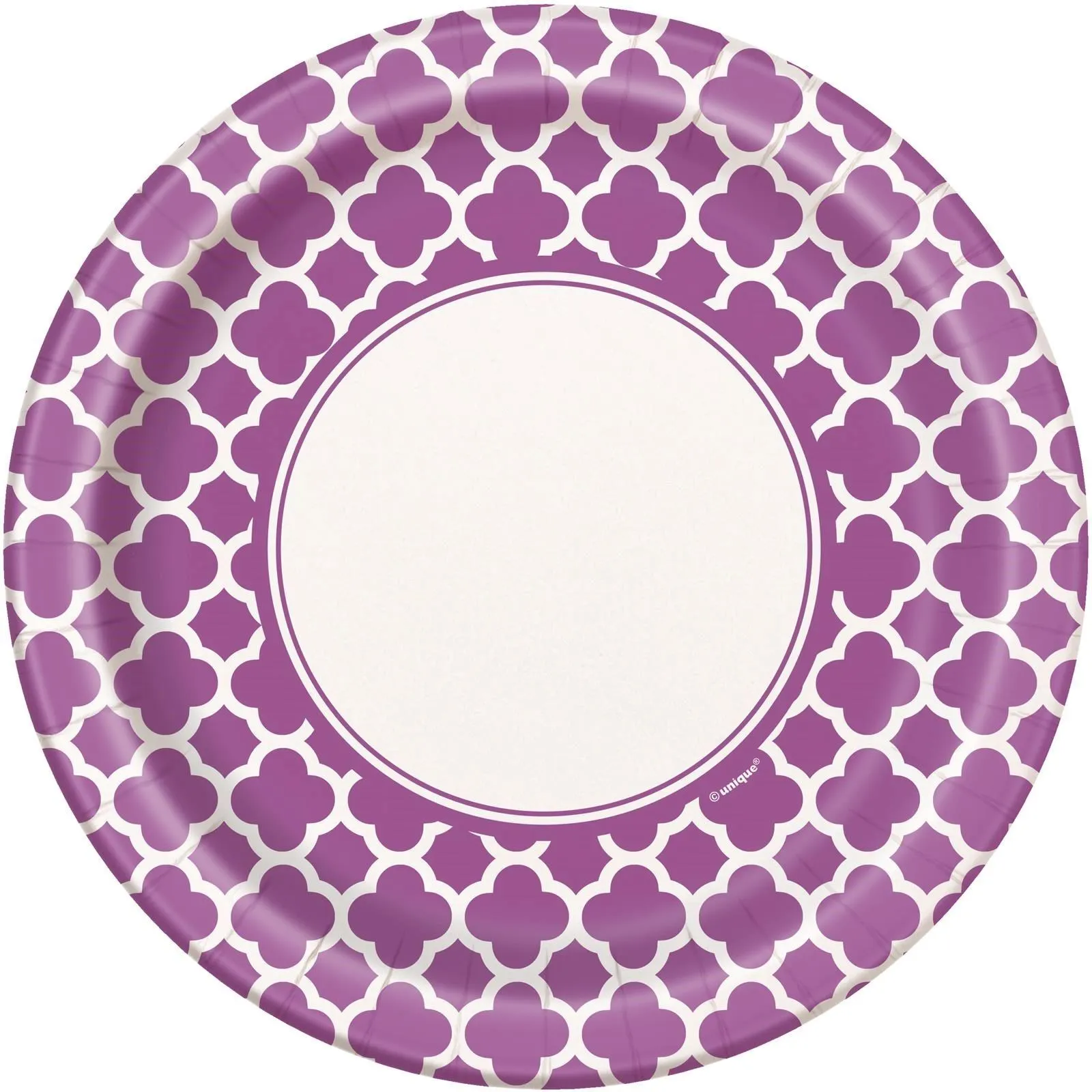 Unique Quatrefoil Pretty Purple Paper Plates 22cm 8 Pack 1 Unique Quatrefoil Pretty Purple Paper Plates 22cm 8 Pack