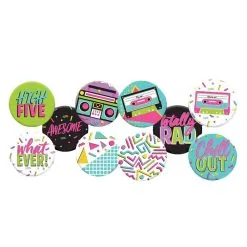 AMSCAN Awesome Party 80's Button Badges 10 Pack