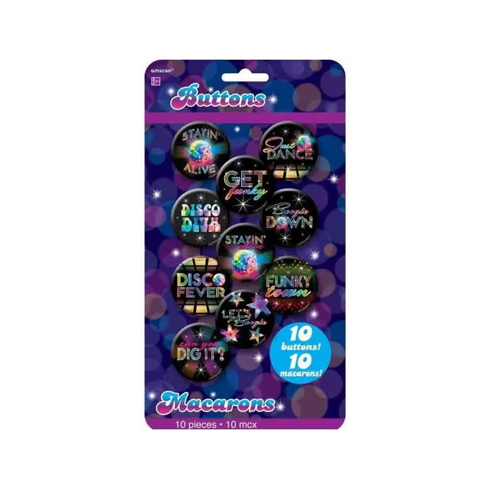 AMSCAN Disco Fever Button Badges Assorted Designs 10 Pack 2 AMSCAN Disco Fever Button Badges Assorted Designs 10 Pack - Image 2