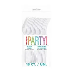 Unique White Reusable Forks 18 Pack