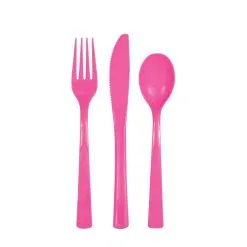 Unique Hot Pink Cutlery 18 Pack