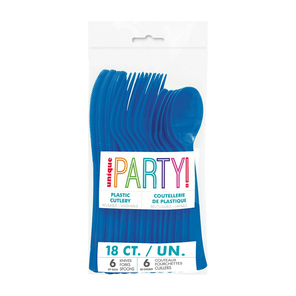 Unique Royal Blue Assorted Reusable Cutlery 18 Pack 2 Unique Royal Blue Assorted Reusable Cutlery 18 Pack - Image 2
