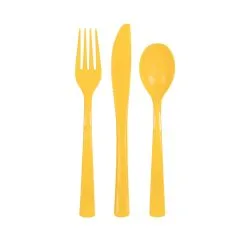 Unique Sunflower Yellow Cutlery 18 Pack