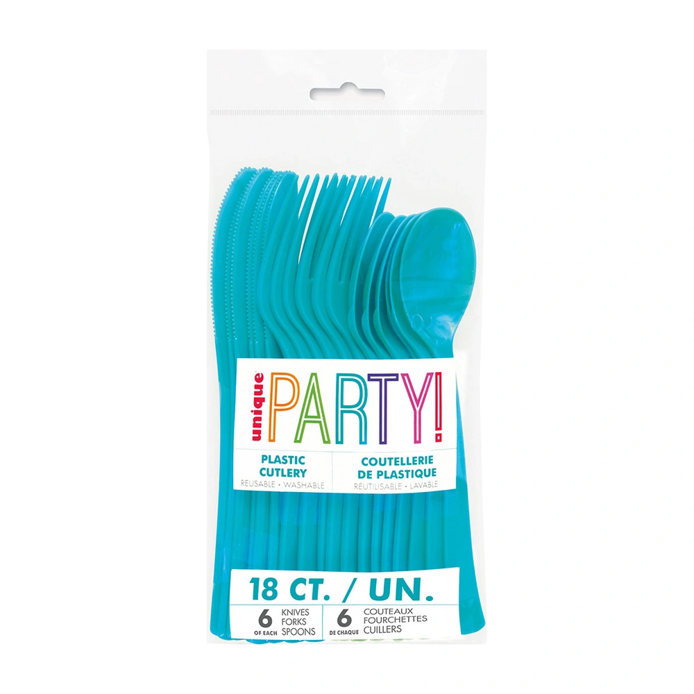 Unique Caribbean Teal Assorted Reusable Cutlery 18 Pack 2 Unique Caribbean Teal Assorted Reusable Cutlery 18 Pack - Image 2