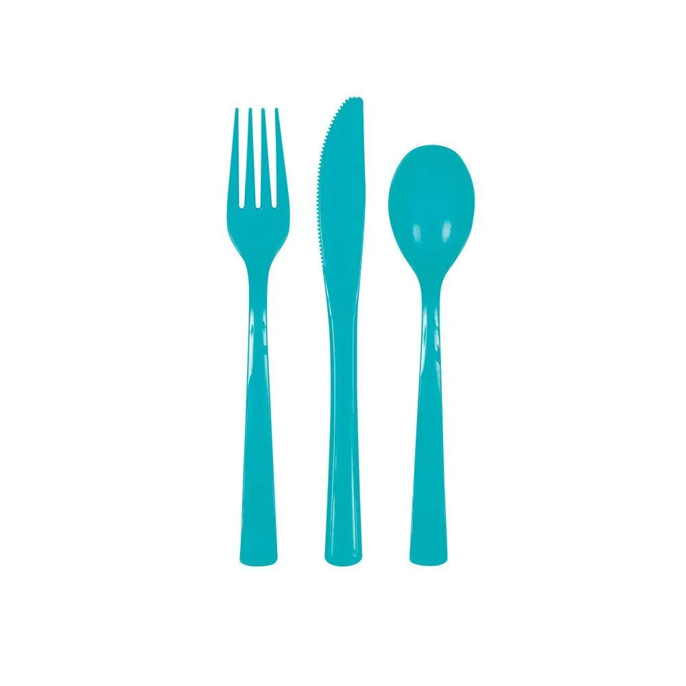 Unique Caribbean Teal Assorted Reusable Cutlery 18 Pack 1 Unique Caribbean Teal Assorted Reusable Cutlery 18 Pack