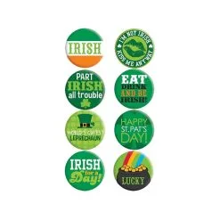 AMSCAN St Patrick's Day Party Buttons / Badges 8 Pack