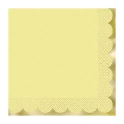 Unique Pastel Yellow With Gold Foil Stamped Luncheon Napkins 2ply 20 Pack