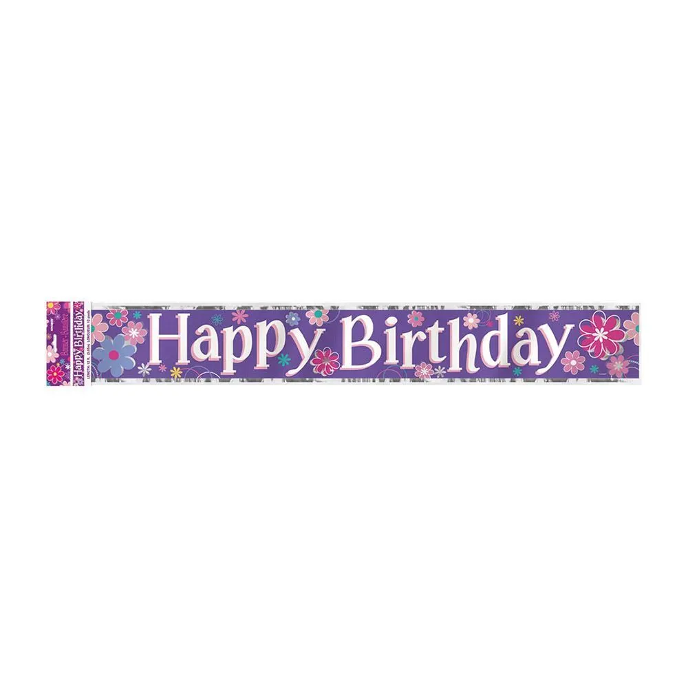 Unique Happy Birthday Blossom Foil Banner 12ft 1 Unique Happy Birthday Blossom Foil Banner 12ft