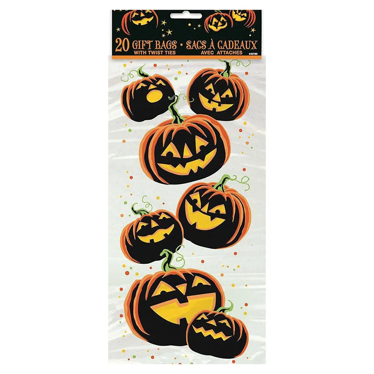 Unique Pumpkin Grin Cello Bags 28cm 20 Pack 1 Unique Pumpkin Grin Cello Bags 28cm 20 Pack