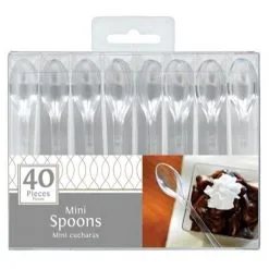 AMSCAN Mini Catering Spoons Clear Plastic 4/ 10cm 40 Pack