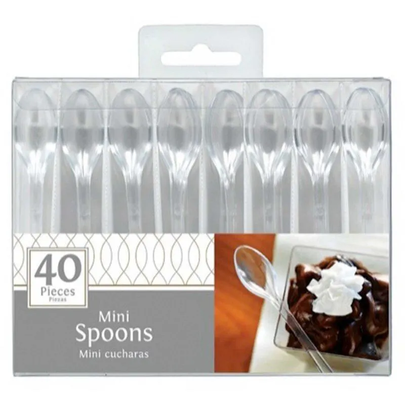 AMSCAN Mini Catering Spoons Clear Plastic 4/ 10cm 40 Pack