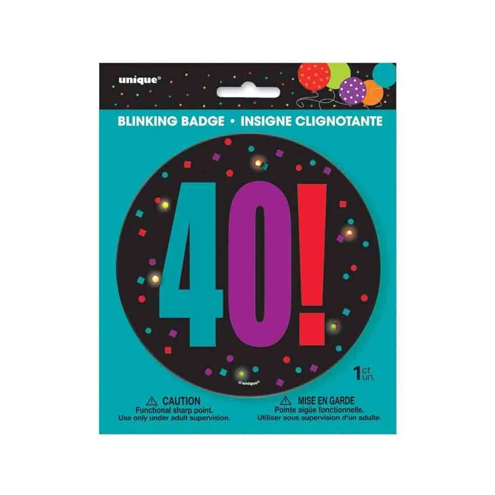 Unique Birthday Cheer Blinking Badge -40 2 Unique Birthday Cheer Blinking Badge -40 - Image 2