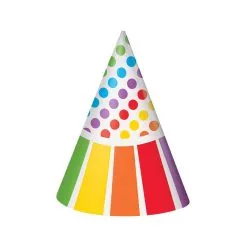 Unique Rainbow Birthday Party Hats 8 Pack