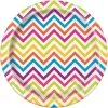Unique Chevron Rainbow Paper Plates 18cm 8 Pack