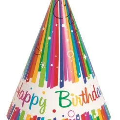 Unique Rainbow Ribbons Party Hats 8 Pack