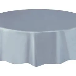 Unique Silver Plastic Tablecover Round