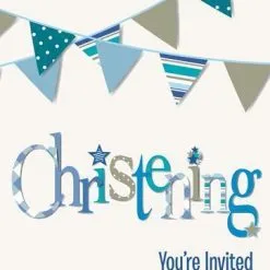 Unique Christening Bl Invitations 8 Pack