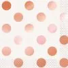 Unique Rose Gold Foil Dots Luncheon Napkins 2ply 16 Pack