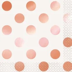 Unique Rose Gold Foil Dots Luncheon Napkins 2ply 16 Pack