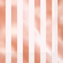 Unique Rose Gold Foil Stripe Guest Napkins Beverage Napkins 3ply 16 Pack