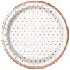 Unique Foil Stamped Mini Dots Rose Gold Paper Plates 17cm 8 Pack