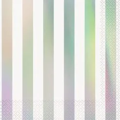 Unique Iridescent Foil Stripe Luncheon Napkins 2ply 16 Pack