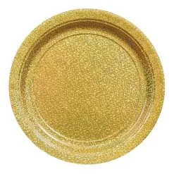 AMSCAN Prismatic Gold Round Paper Plates 17cm 8 Pack