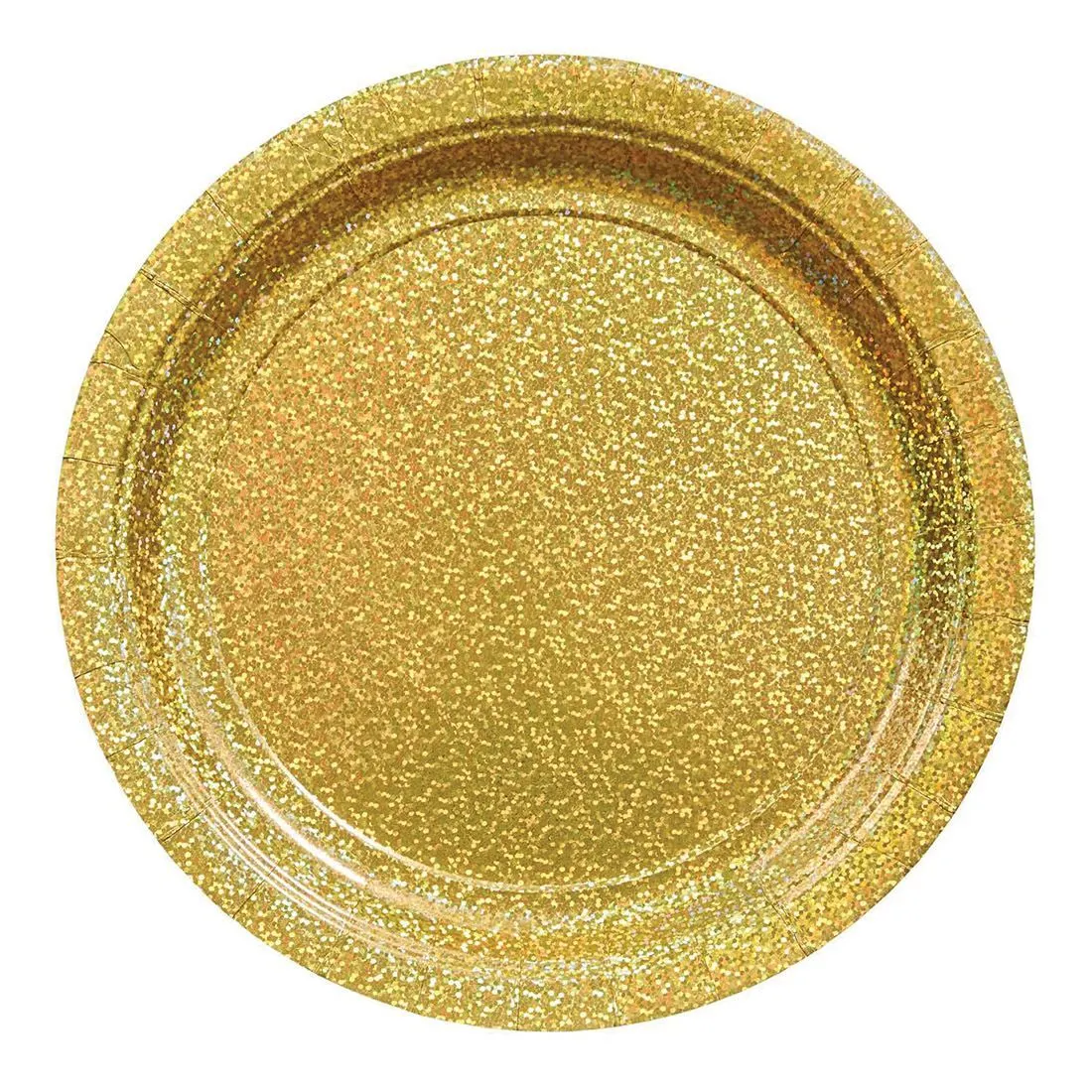 AMSCAN Prismatic Gold Round Paper Plates 17cm 8 Pack 1 AMSCAN Prismatic Gold Round Paper Plates 17cm 8 Pack
