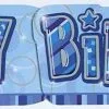 Unique Glitz Blue Giant Happy Birthday Banner