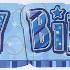 Unique Glitz Blue Giant Happy Birthday Banner